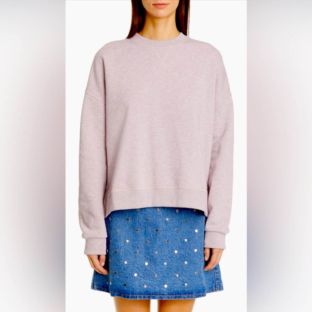 GANNI Isoli High/Low Cotton Blend Sweatshirt (S/M)